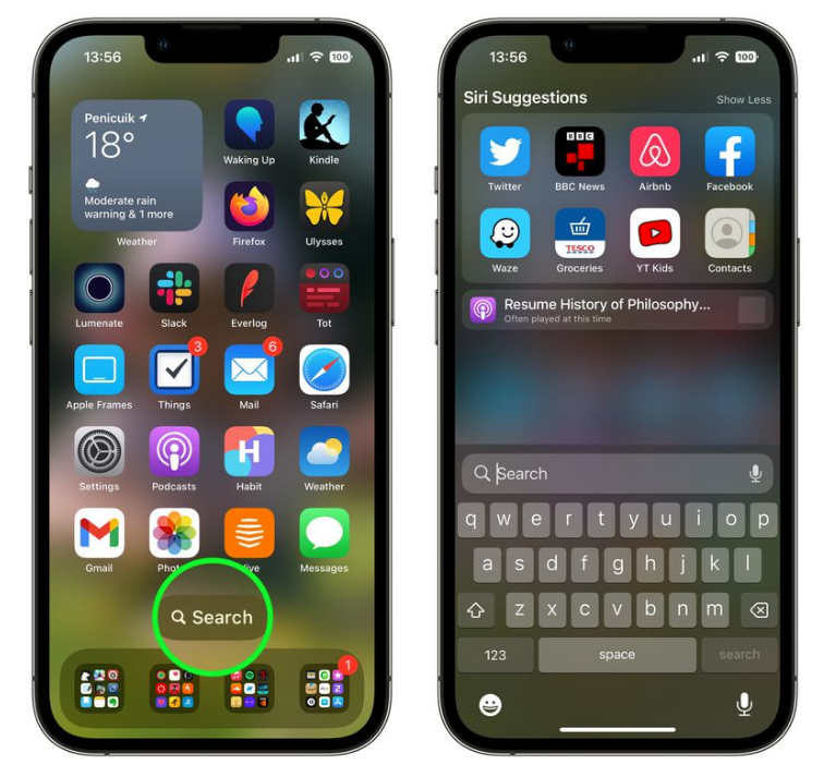 永德苹果手机维修分享升级到 iOS 16 后，如何删除主屏幕上的搜索按钮 