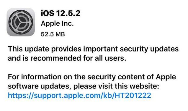 永德苹果手机维修分享iOS12.5.2发布，建议所有老苹果用户安装 